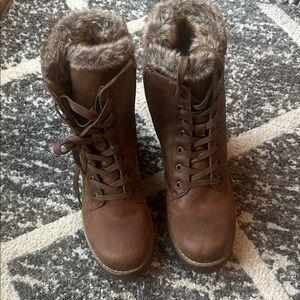 Steve Madden Brown Faux Fur Winter Boots